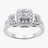 I Said Yes (h-i / I1) Womens 3/4 Ct. T.w. Lab Grown White Diamond Sterling Silver Side Stone Halo Engagement Ri In Silver