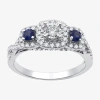 I Said Yes (h-i / I1) Womens 5/8 Ct. T.w. Lab Grown White Diamond Sterling Silver Cushion Side Stone Halo Engag In Silver