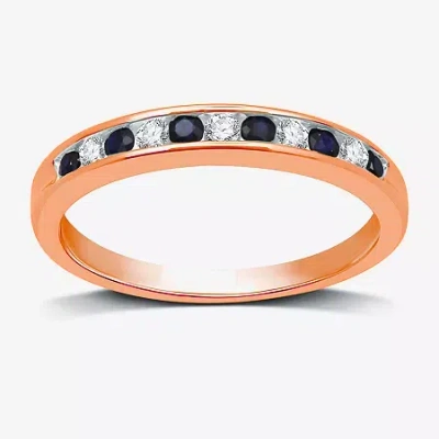 I Said Yes Modern Bride Gemstone 1/8 Ct. T.w. Lab Created Blue Sapphire Gold Over Silver Wedding Band