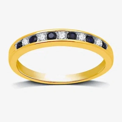 I Said Yes Modern Bride Gemstone 1/8 Ct. T.w. Lab Created Blue Sapphire Gold Over Silver Wedding Band