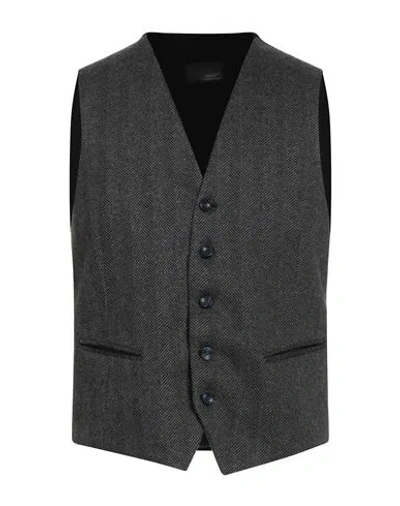 I Sarti Man Tailored Vest Grey Size 38 Viscose, Polyester, Cotton, Elastane In Black