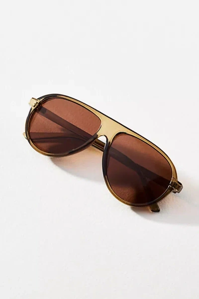 I-sea Curved Aviator Sunglasses In Sand