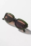 I-sea Curved Rectangular Colorblock Polarized Sunglasses In Green