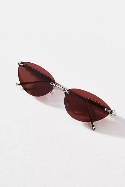 I-sea Frameless Slim Cat-eye Sunglasses In Silver