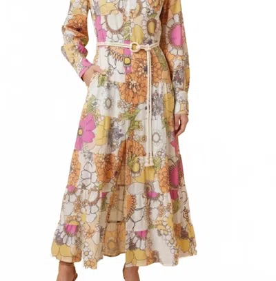 I Too Floral Print Maxi Dress In Cornsilk In Pink