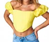I Too Yvonne Off The Shoulder Crop Top In Yellow In Yellow