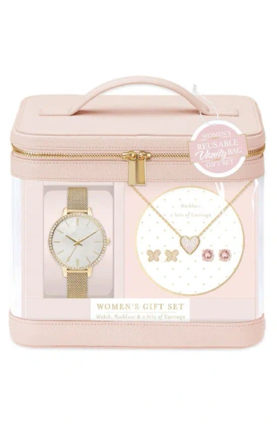 I Touch 4-piece Jewelry & Mesh Strap Watch Set In Gold