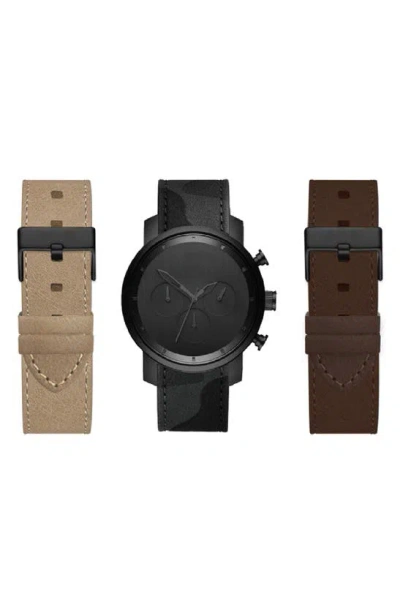 I Touch Interchangeable Leather Strap Watch, 44mm In Multi