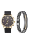 I Touch Jones New York Three-hand Quartz Mesh Strap Watch & Id Bracelet Set In Black