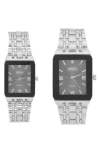 I Touch Jones New York Two-piece Diamond Accent Bracelet Watch His & Hers Set In Silver