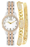 I Touch Two-tone Crystal Bracelet Watch & Bracelets Set, 30mm In Gold/silver
