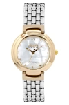 I TOUCH TWO-TONE DIAMOND MOTHER OF PEARL BRACELET WATCH, 32MM