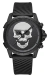 I Touch X Ed Hardy Skull Silicone Strap Watch, 40mm In Matte Silver/black