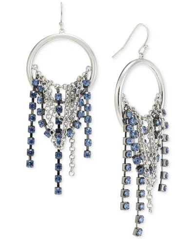 Inc International Concepts Crystal Chain Fringe Drop Earrings, Created For Macy's In Blue