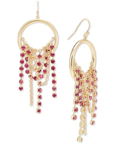 Inc International Concepts Crystal Chain Fringe Drop Earrings, Created For Macy's In Purple