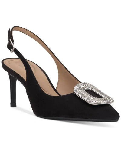 Inc International Concepts Gizi Embellished Slingback Pumps, Created For Macy's In Black Micro