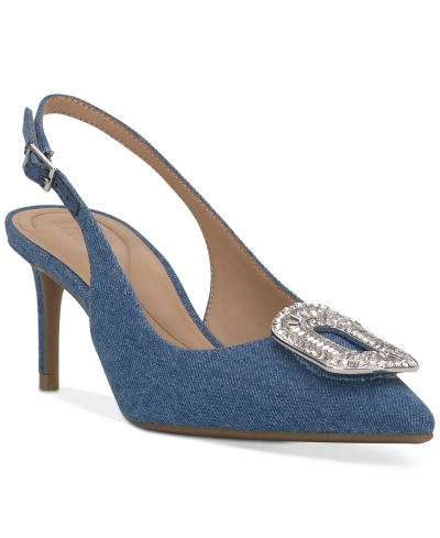 Inc International Concepts Gizi Embellished Slingback Pumps, Created For Macy's In Denim