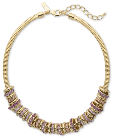 Inc International Concepts Gold-tone Crystal Ring Stacked Necklace, 19" + 3" Extender, Created For Macy's In Multi