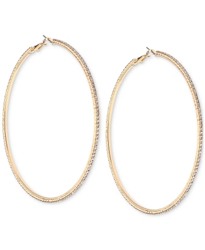 Inc International Concepts Gold-tone Large Pave Hoop Earrings, 2.36", Created For Macy's
