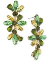 INC INTERNATIONAL CONCEPTS GOLD-TONE MULTI-STONE FLOWER DROP EARRINGS, CREATED FOR MACY'S