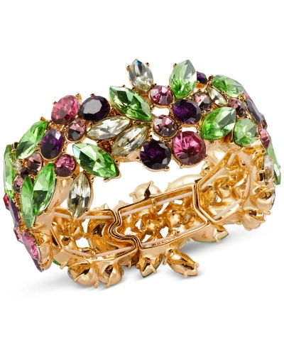 Inc International Concepts Gold-tone Multicolor Leaf Cluster Stretch Bracelet, Created For Macy's