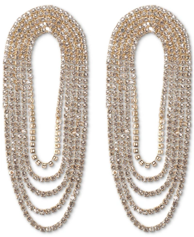 Inc International Concepts Gold-tone Rhinestone Chain Loop Statement Earrings, Created For Macy's