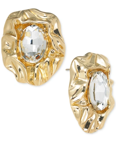 Inc International Concepts Gold-tone Stone Hammered Flower Stud Earrings, Created For Macy's