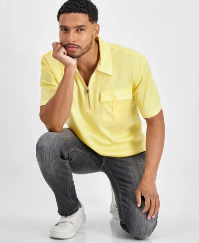 Inc International Concepts Men's Kai Oversized-fit 1/4-zip Popover Shirt, Created For Macy's In Bright Sun