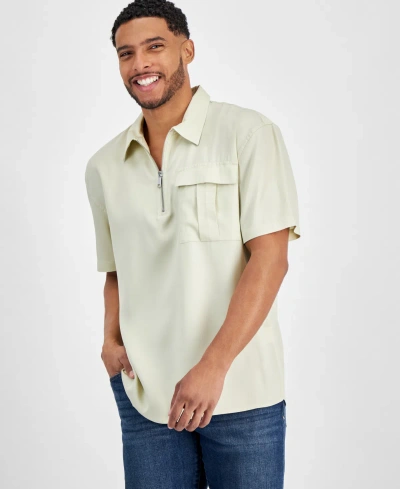 Inc International Concepts Men's Kai Oversized-fit 1/4-zip Popover Shirt, Created For Macy's In Grain