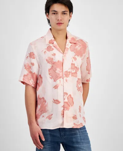 Inc International Concepts Men's Kylo Camp Shirt, Created For Macy's In Pure Pink