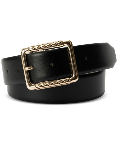 Inc International Concepts Metal Wrapped Buckle Belt, Created For Macy's In Black