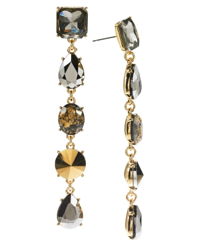 Inc International Concepts Mixed Stone Linear Drop Earrings, Created For Macy's In Brown