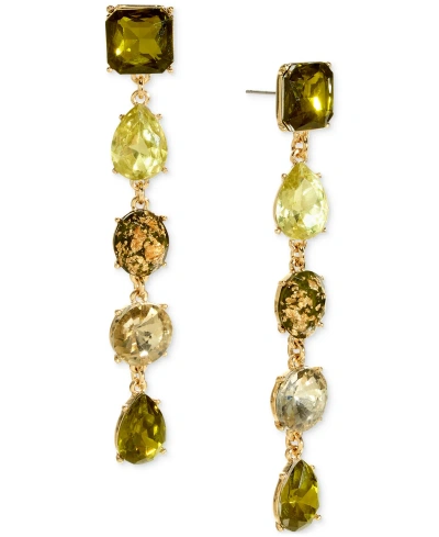 Inc International Concepts Mixed Stone Linear Drop Earrings, Created For Macy's In Green