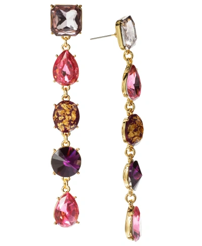 Inc International Concepts Mixed Stone Linear Drop Earrings, Created For Macy's In Pink