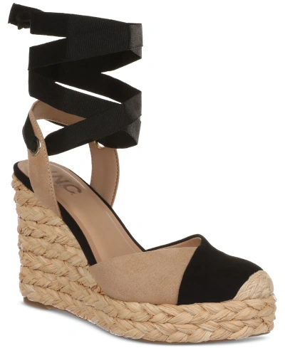 Inc International Concepts Moniquee Espadrille Wedge Sandals, Created For Macy's In Nude,black Micro