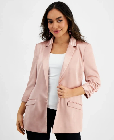 Inc International Concepts Petite Satin 3/4-sleeve Jacket, Created For Macy's In Pale Mauve