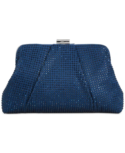Inc International Concepts Pleated Satin Crystal Medium Clutch, Created For Macy's In Sapphire Crush