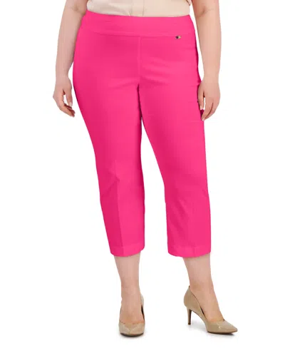Inc International Concepts Plus Size Mid-rise Pull-on Capri Pants, Created For Macy's In Pink Dragonfruit