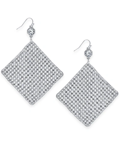 Inc International Concepts Silver-tone Crystal Diamond-shape Sheet Statement Earrings, Created For Macy's