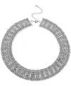 INC INTERNATIONAL CONCEPTS SILVER-TONE CRYSTAL MULTI-ROW CHOKER NECKLACE, 12-1/2" + 3" EXTENDER, CREATED FOR MACY'S