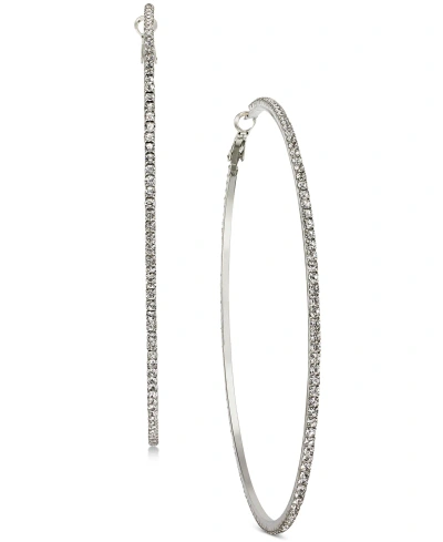 Inc International Concepts Silver-tone Extra-large Pave Hoop Earrings, 3.54", Created For Macy's