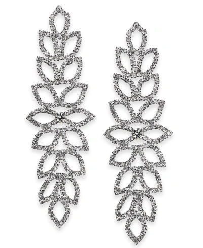 Inc International Concepts Silver-tone Rhinestone Leaf Statement Earrings, Created For Macy's
