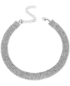 INC INTERNATIONAL CONCEPTS SILVER-TONE RHINESTONE WIDE CHOKER NECKLACE, 13" + 3" EXTENDER, CREATED FOR MACY'S
