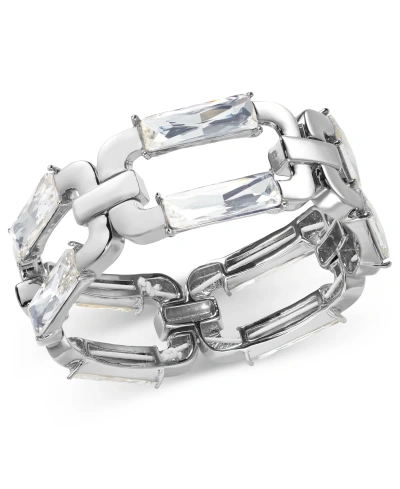Inc International Concepts Stone Chain Link Stretch Bracelet, Created For Macy's In Silver