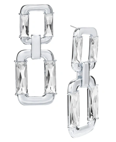 Inc International Concepts Stone Link Drop Earrings, Created For Macy's In Silver