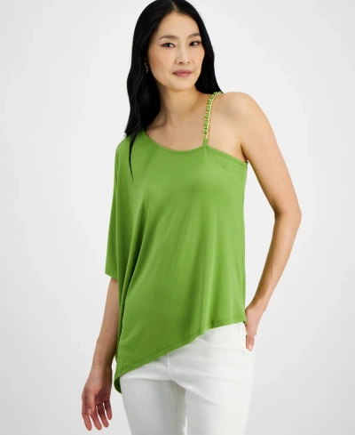 Inc International Concepts Women's Chain-strap Asymmetric Top, Created For Macy's In Lizard