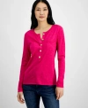 INC INTERNATIONAL CONCEPTS WOMEN'S CHEST-POCKET HENLEY, CREATED FOR MACY'S