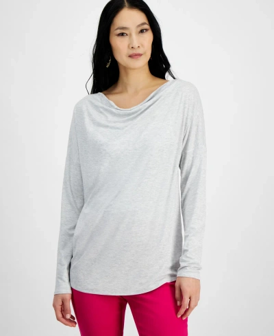 Inc International Concepts Women's Cowlneck Tunic Top, Created For Macy's In Heather Belle Grey