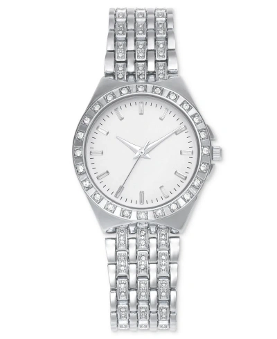 Inc International Concepts Women's Crystal Silver-tone Bracelet Watch 33mm, Created For Macy's