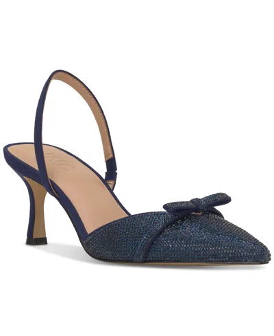 Inc International Concepts Women's Gelsey Slingback Kitten-heel Pumps, Created For Macy's In Navy Crystal